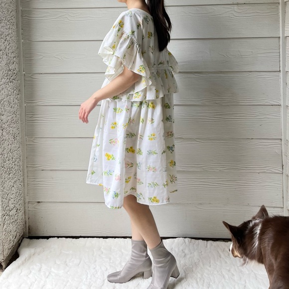 Handmade Vintage Utica Botanical Floral Ruffled Dress SKU 02211 - Picture 13 of 16